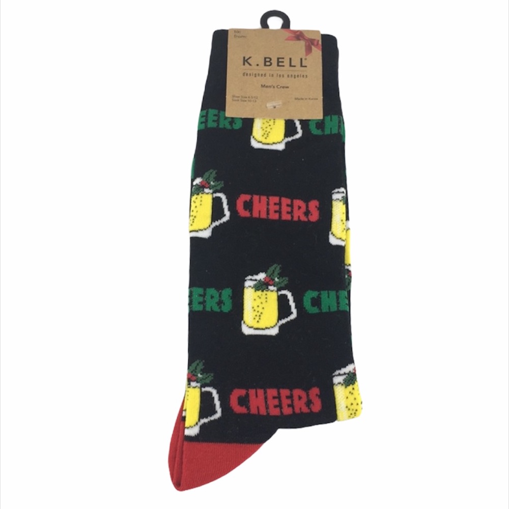 K. Bell Beer Mug and Mistletoe Cheers Socks, Black
